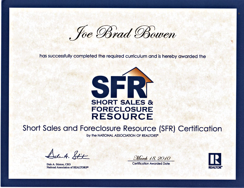 Short Sales and Foreclosure Resource (SFR) certification 